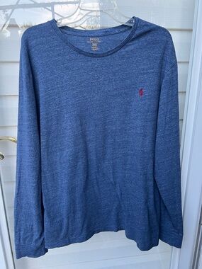Polo Ralph Lauren Shirt Mens XXL Blue Heather Long Sleeve Pony Logo Crewneck